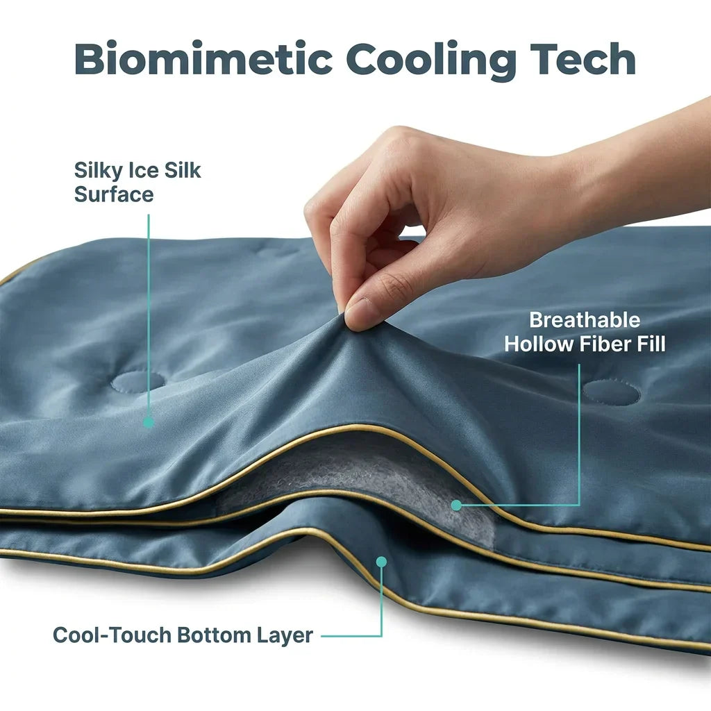 Close-up of Arenzza Ice Silk Sleep Blanket showing smooth, cooling fabric texture and high-quality material details.