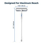 Arenzza 2-in-1 window cleaner and mirror cleaner showing a diagram of its 6-dimension size for streak-free shine.