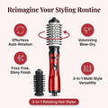 Arenzza 3-in-1 rotating hair styler for salon-quality blowouts, showing the versatile styling tool in use.