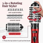 Arenzza 3-in-1 rotating hair styler for salon-quality blowouts, showing the device with rotating barrel and ergonomic handle.