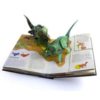 Arenzza 3D pop-up dinosaur book showcasing colorful, detailed dinosaur illustrations and engaging pages for children’s discovery.