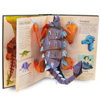 Arenzza 3D pop-up book featuring colorful dinosaurs and prehistoric scenes for engaging learning and exploration.