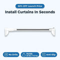 Aarenzza Adjustable Curtain Pole with Twist Fit, featuring a sleek design and snap-in gliding grip for easy installation.