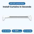 Aarenzza Adjustable Curtain Pole with Twist Fit, featuring a sleek design and snap-in gliding grip for easy installation.