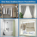 Aarenza adjustable curtain pole with twist-fit mechanism mounted on a window, showing multiple panels in a modern home setting.