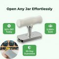 Arenzza adjustable jar opener with ergonomic handle and stainless steel gripping mechanism for easy lid removal.