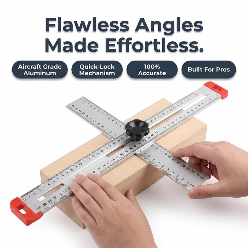 Arenzza AlignMax™ precision woodworking tool with a sleek metal design, ideal for making accurate, clean cuts in carpentry projects.