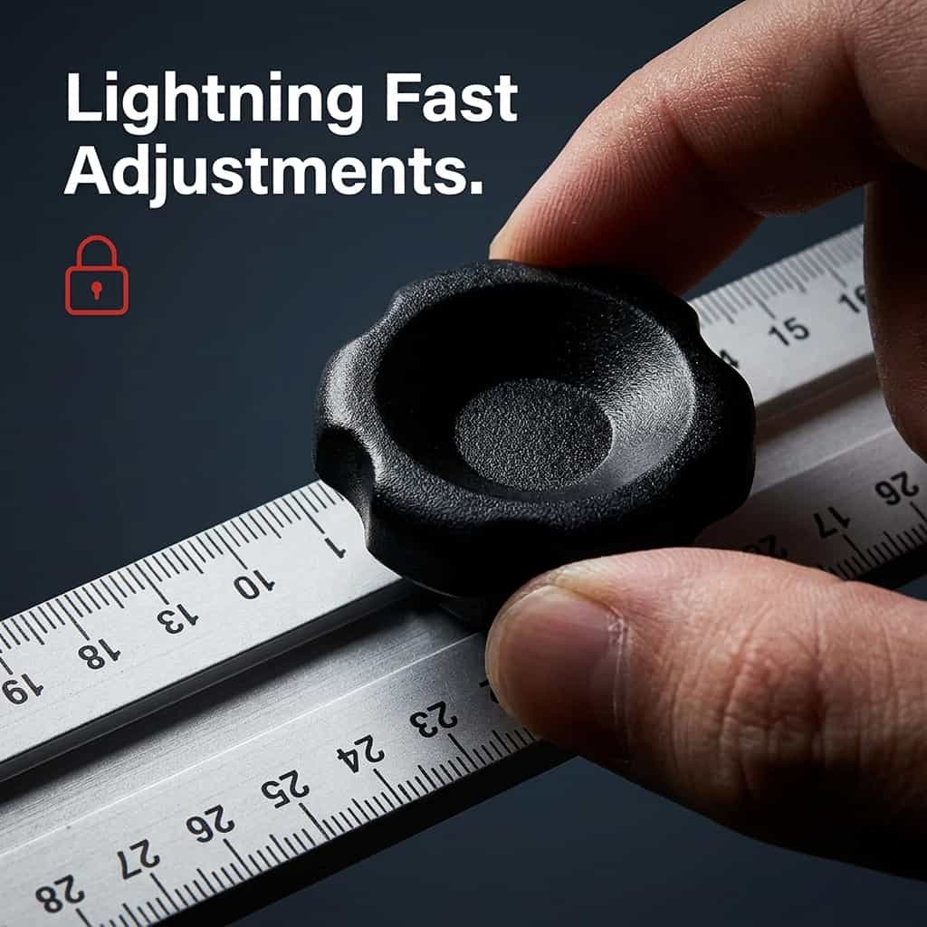 Arenzza AlignMax™ precision woodworking tool with a close-up view of its features for perfect cuts in carpentry projects.