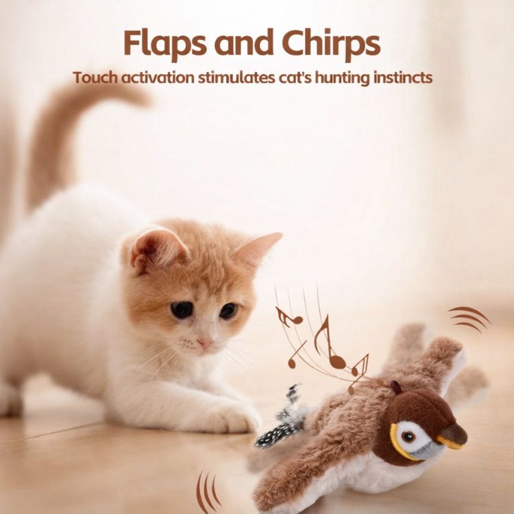 Arenzza BirdBuddy™ interactive bird toy for cats, featuring colorful feathers and hanging design, designed to entertain felines.