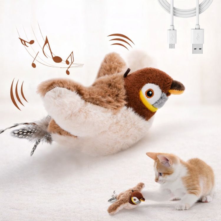 Arenzza BirdBuddy™ interactive bird toy for cats, featuring colorful feathers and a playful design to engage feline curiosity.