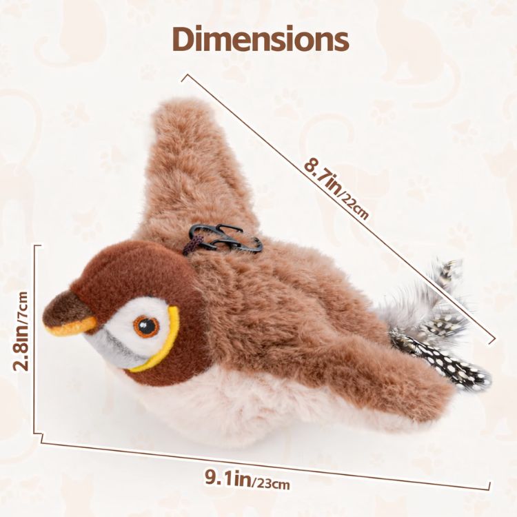 Arenzza BirdBuddy™ interactive bird toy for cats with colorful feathers and dangling attachments for feline play and enrichment.