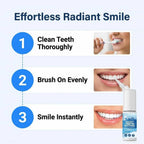 Arenzza BrightSmile™ peroxide-free teeth whitening kit with six numbered steps and dental care accessories.