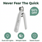 Arenzza BrightTrim™ dual LED trimming tool with bright LED lights for precise and safe grooming, shown with ergonomic handle and trimming head.