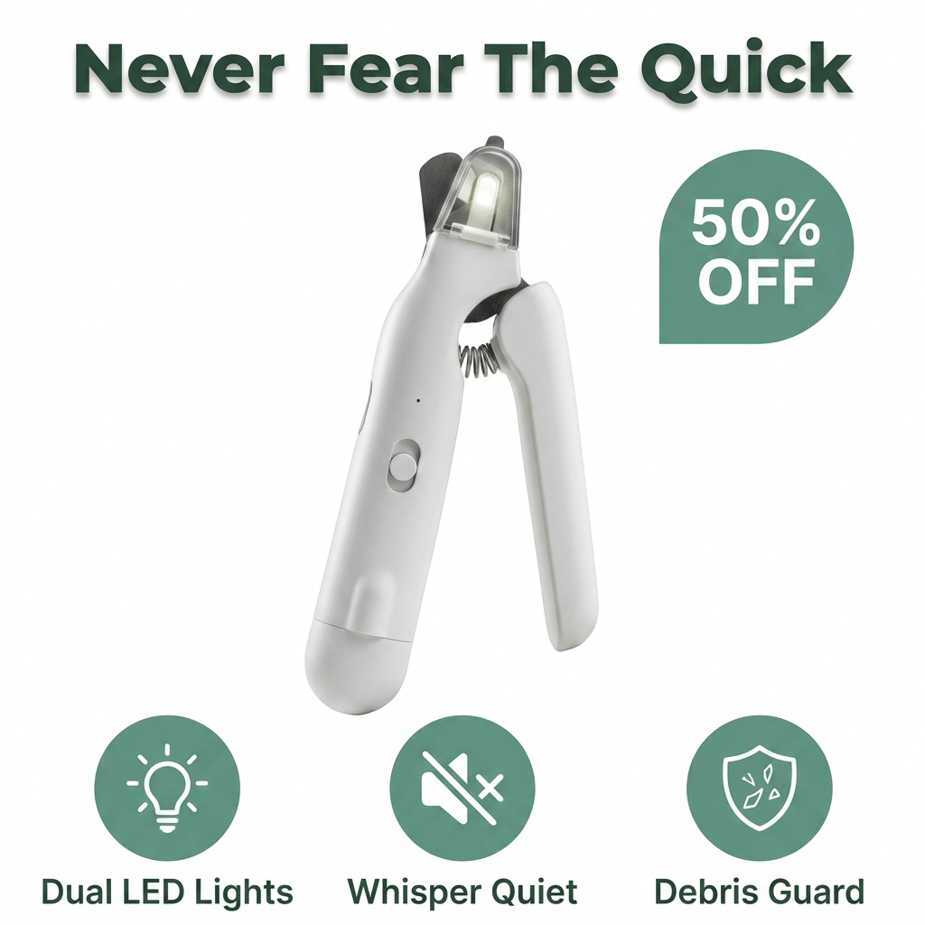 Arenzza BrightTrim™ dual LED trimming tool with bright LED lights for precise and safe grooming, shown with ergonomic handle and trimming head.