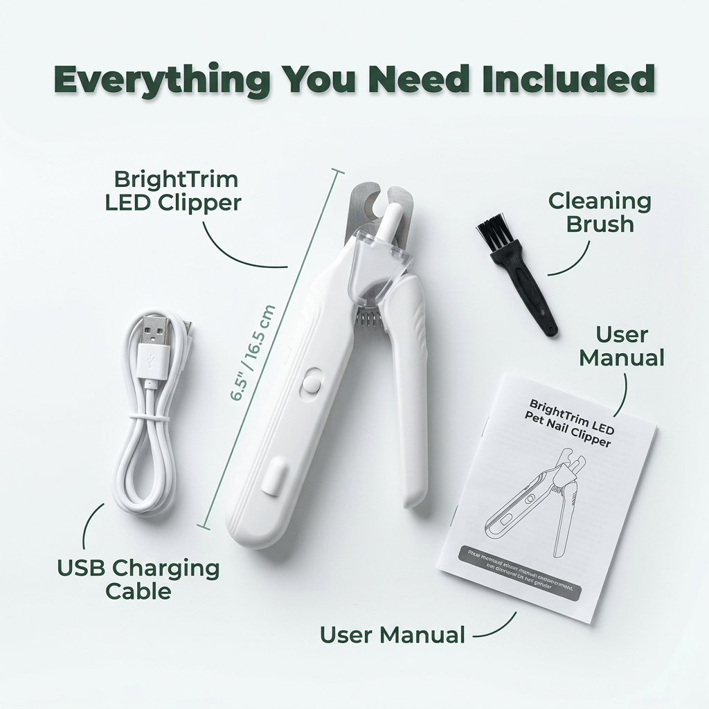 A set of seven BrightTrim™ dual LED trimming tools from Arenzza, showing various angles and bundled for precise grooming.