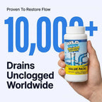 Aarenza ClearFlow™ fast-acting drain cleaner bottle with label, designed for clearing clogged drains effectively.