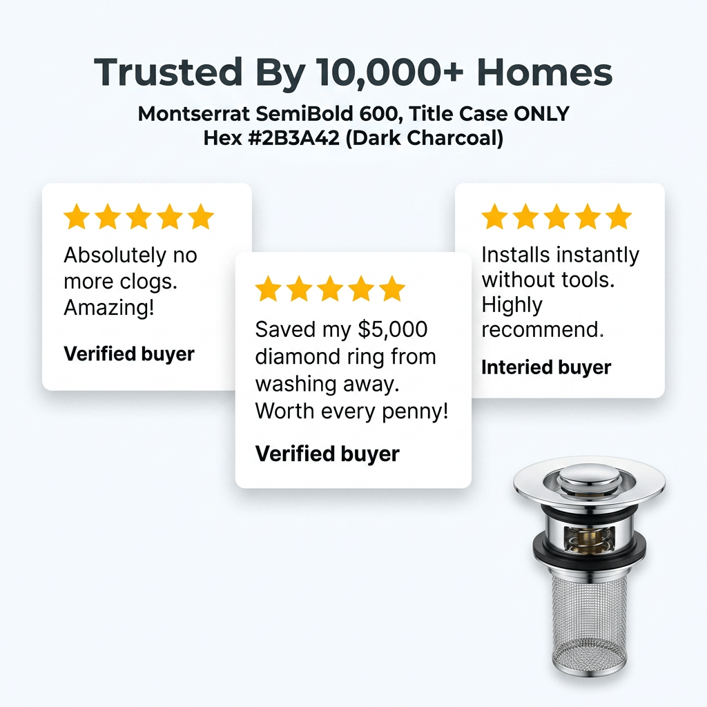 Arenzza ClearSink™ drain protector preventing clogs and safeguarding valuables, shown installed in a modern kitchen sink.