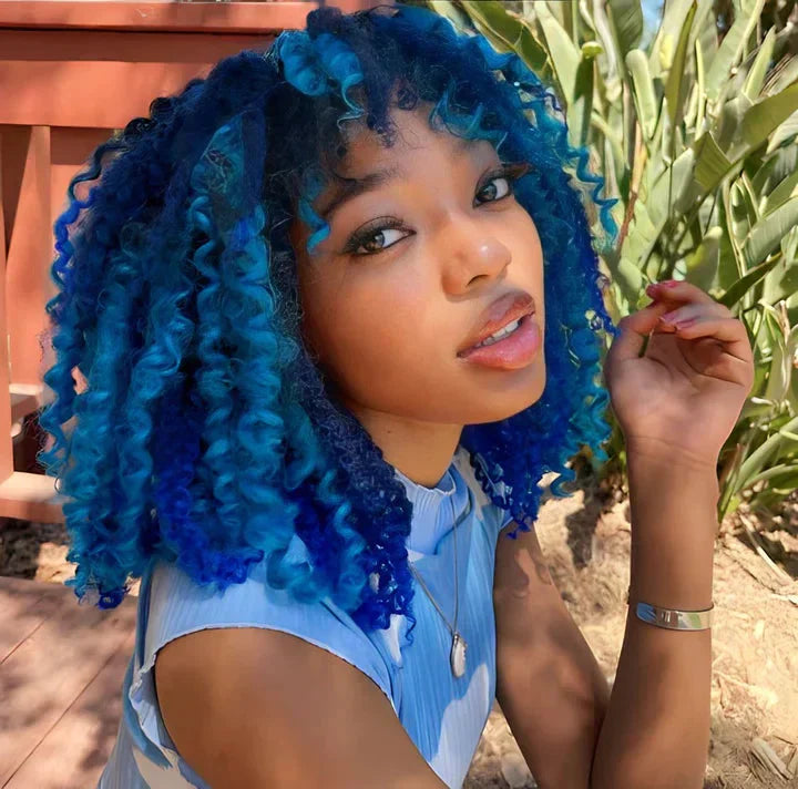 Arenzza ColorFlex™ damage-free temporary hair color in vibrant shades, shown on a model with colorful, styled hair.