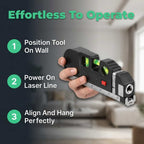 Arenzza EasyLevel 4-in-1 Laser Measure Tool displaying measurement readings and versatile measurement system in use.