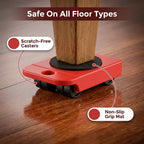 Close-up of Arenzza EasyMove™ tool showing its 7-action mechanism for safely relocating heavy furniture.