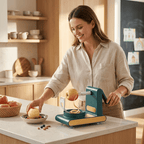 A person peeling a fruit with the EasyPeel™ from Arenzza, demonstrating effortless and precise fruit peeling in a lifestyle setting.