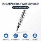Aarenza EasyRelief™ needle-free pain relief device, compact and handheld with a sleek design, suitable for quick pain relief.