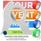 Arenzza EasyTape painter’s tape applicator showing a hand applying painter’s tape with precision for clean edges.