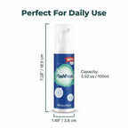 Diagram showing the 9-dimension size specifications of the Arenzza FlashFresh rinse-free surface cleaning spray.