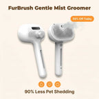 A pet being groomed with the FurBrush™ by Arenzza, showing its ergonomic design and soft bristles for comfortable pet grooming.