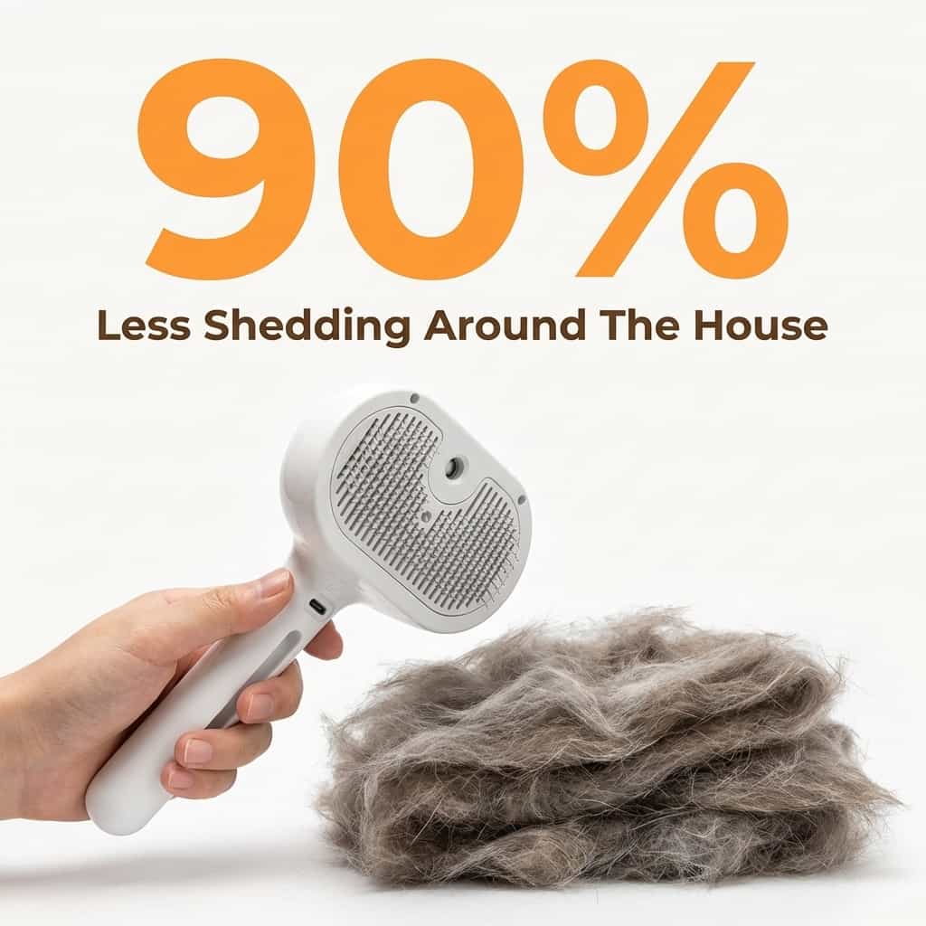 Aarenza FurBrush™ grooming brush for pets, featuring a sleek design and comfortable grip for gentle, effective pet hair grooming.