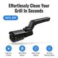 A close-up of the Arenzza GrillMaster Pro™ for effortless grill cleaning, showing the tool's bristles and handle in use.