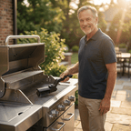 A group of people using the Arenzza GrillMaster Pro™ for quick and easy grill cleaning outdoors.