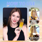 Arenzza hair oil spray bottle with a clear container and spray nozzle, designed for nourishing and smoothing hair.