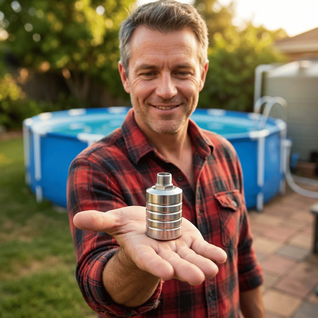 Aarenza HydroGuard™ automatic water level control valve installed in a household water tank system.