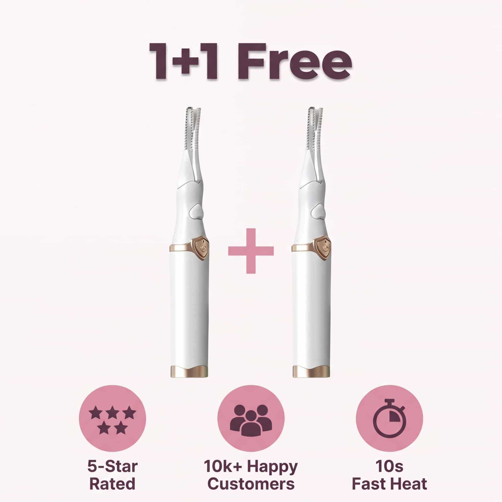 Arenzza Instant Lash Lift Curler with gentle design, showing curled eyelashes on different eye shapes for salon-quality results.