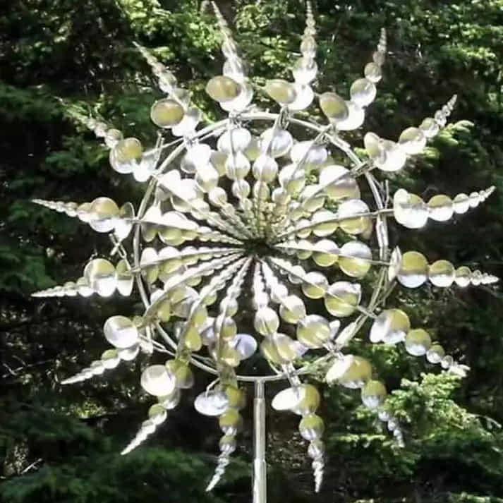 Aarenzza metal garden windmill with weather-resistant design, featuring a whimsical, magical appearance perfect for outdoor garden decor.