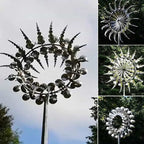 Aarenzza metal garden windmill with weather-resistant outdoor decor, featuring a magical, whimsical design in a vibrant outdoor setting.