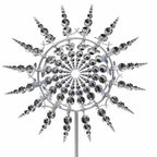 Arenzza metal garden windmill as weather-resistant outdoor decor with a magical, whimsical design in a garden setting.