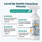 Arenzza MoldClear™ fast, non-toxic mold remover spray bottle with clear label, designed for effective mold cleaning.