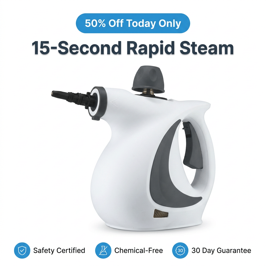 Arenzza multipurpose steam cleaner with a sleek design, featuring a handheld unit and flexible hose for professional degreasing tasks.