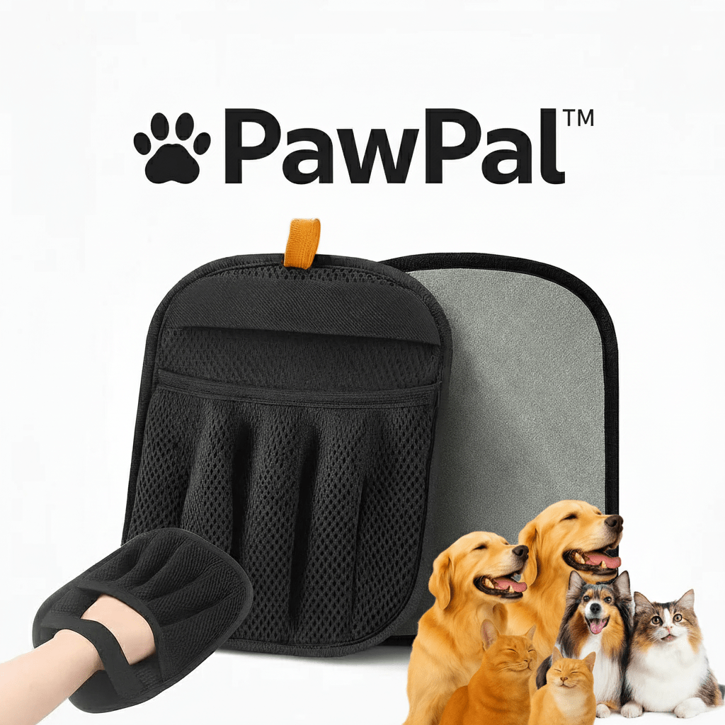 Arenzza PawPal™ Pet Cleaning Glove with soft silicone bristles for gentle pet hair removal and grooming.