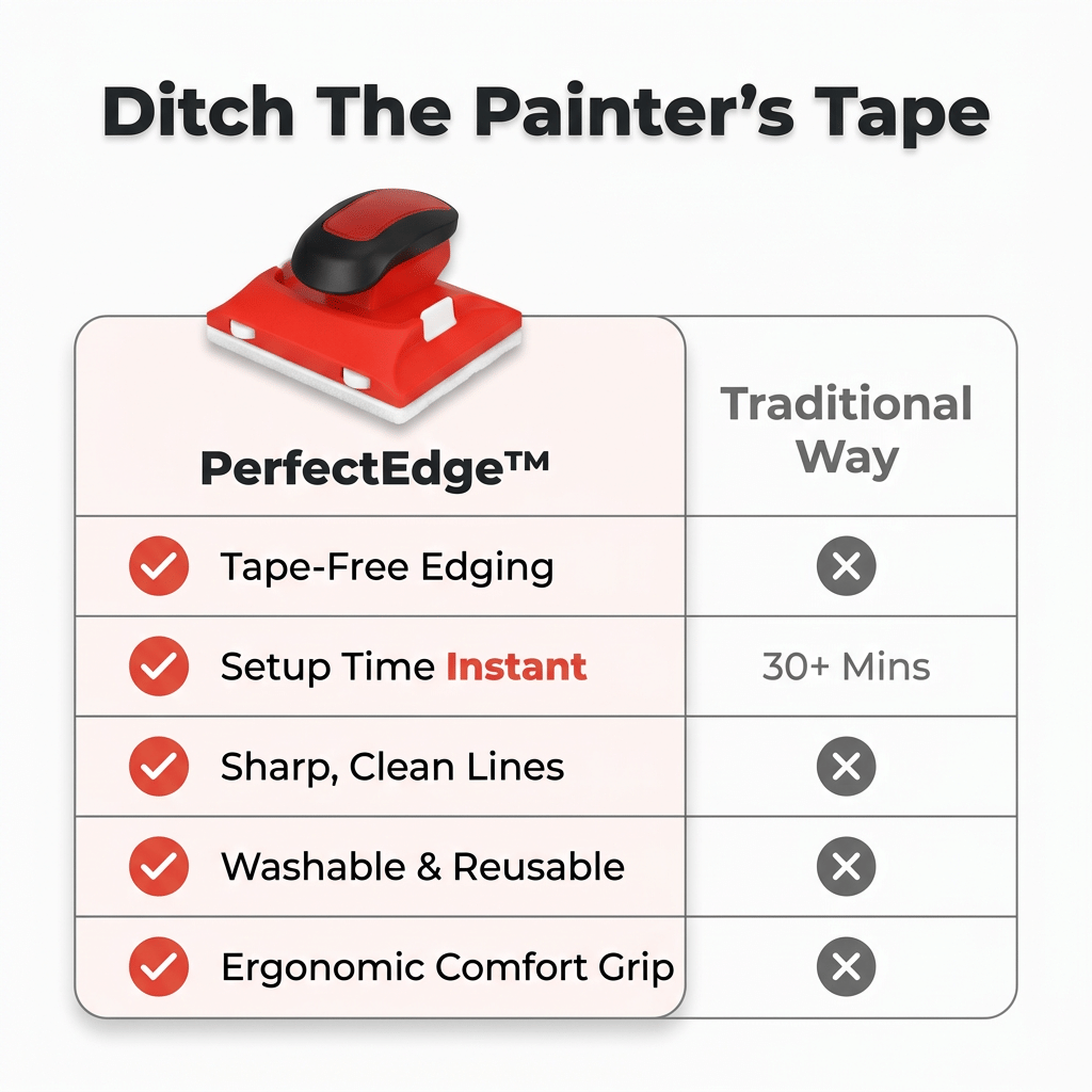 Comparison table of Arenzza PerfectEdge™ wall edge prep tools showing faster, cleaner edging results for flawless walls.