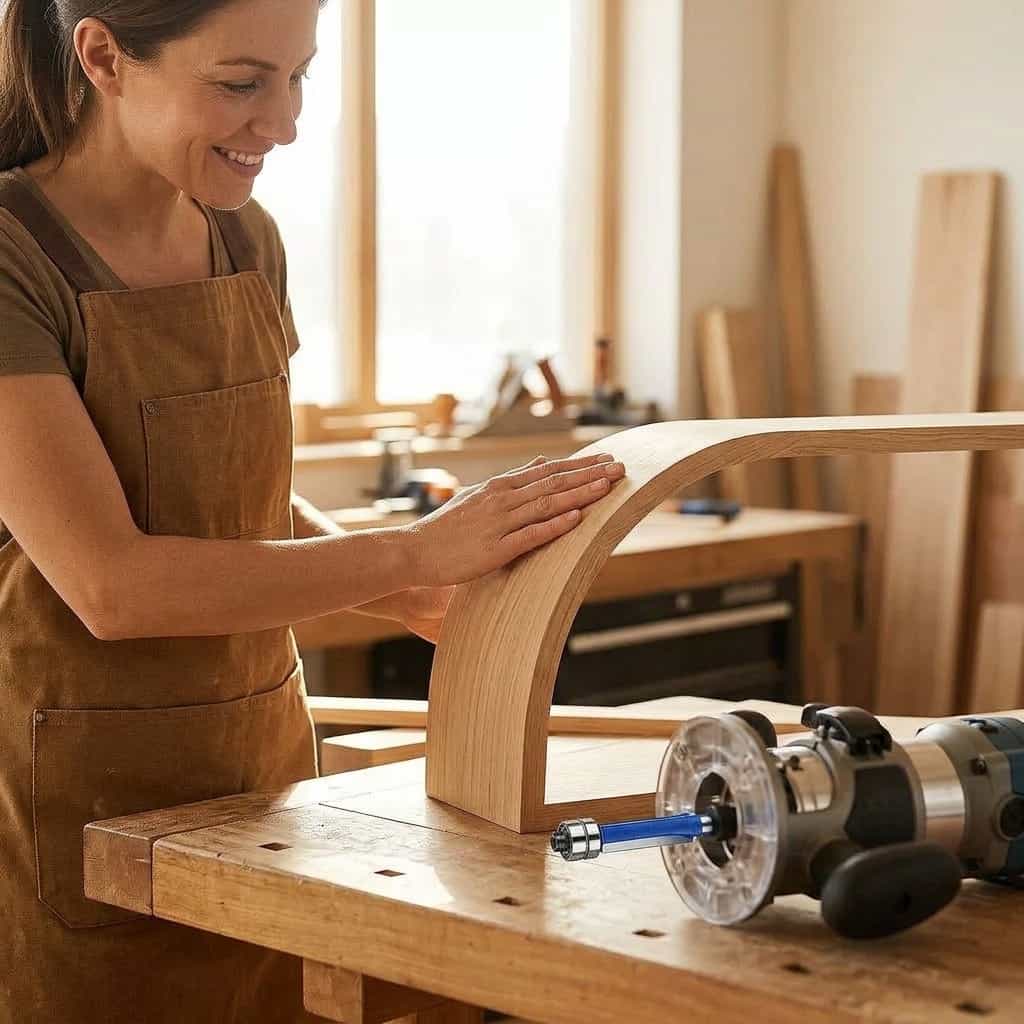 Aarenza PerfectEdge™ precision deburring set with four tools, shown in a lifestyle scene for metalworking or DIY projects.