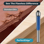 Arenzza PerfectEdge™ Precision Deburring Set with four tools, showing close-up images of metal edges before and after deburring.