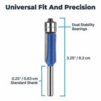 A Arenzza PerfectEdge™ precision deburring set with four tools displayed on a 9-dimension size diagram.