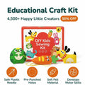 A child's hands sewing with the PlayCraft™ DIY craft kit for kids by Arenzza, featuring colorful fabric and sewing tools.