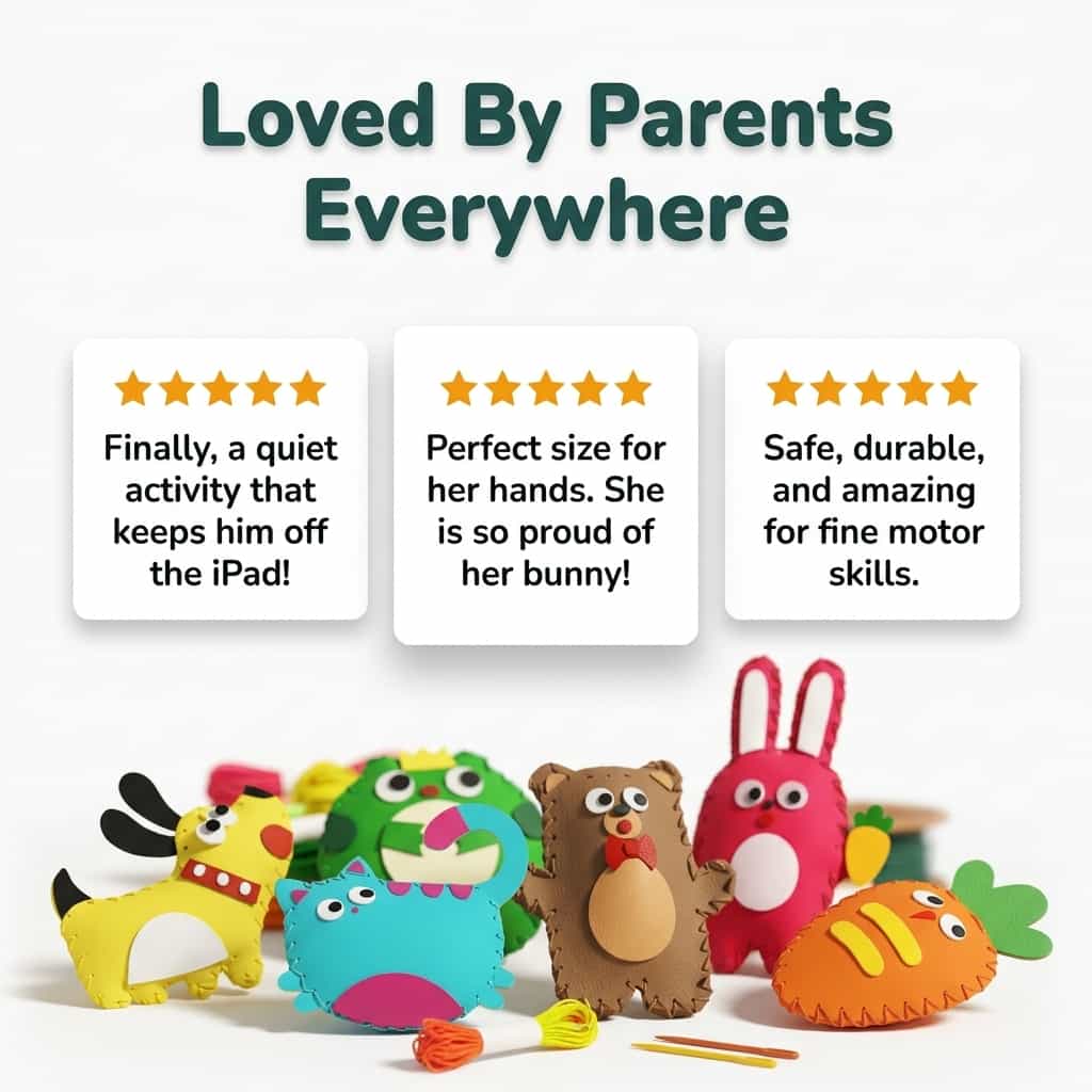 PlayCraft™ DIY craft kit for kids by Arenzza, featuring colorful craft materials and tools for safe, creative activities.