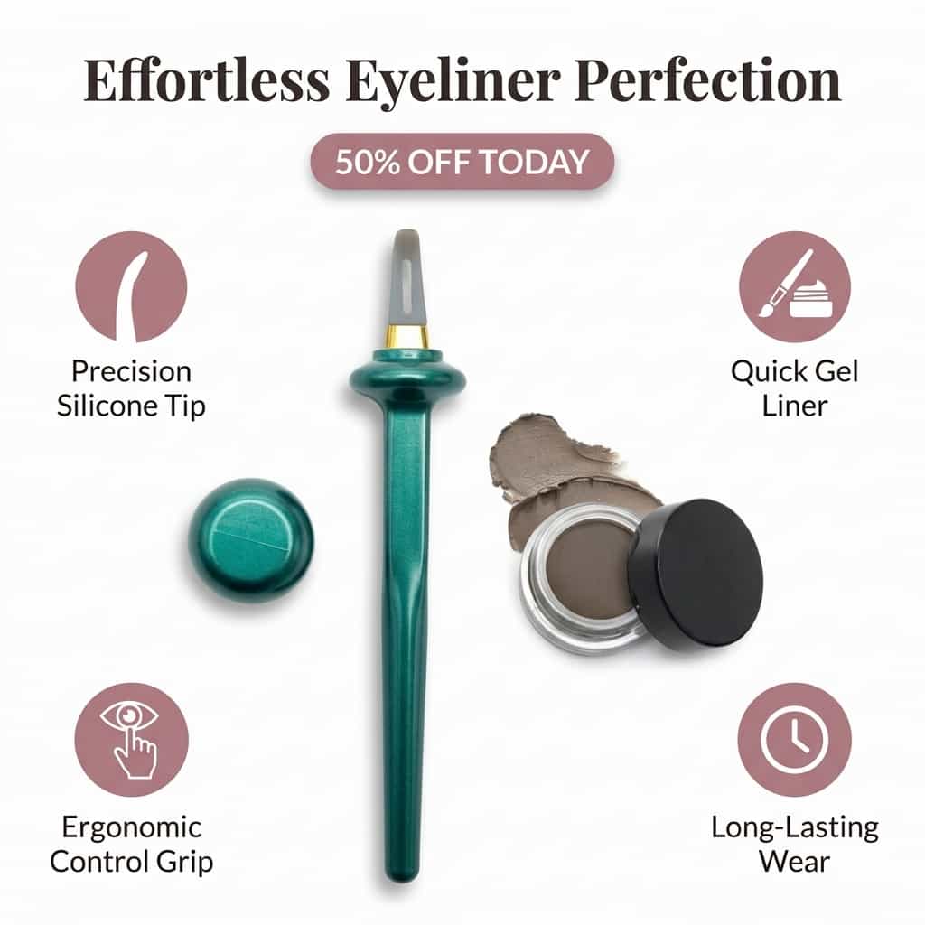 Aarenzza Precision Eyeliner Drawing Tool for easy winged liner application, ideal for beginners, with a sleek black design