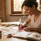 A person using ProCraft™ Arenzza scissors for precise, effortless cutting in a creative workspace, showcasing the scissors in action.