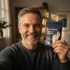 A close-up of Arenzza PurePath™ Smoker's Detox Patches applied to skin, showing the adhesive patches used for detoxification.